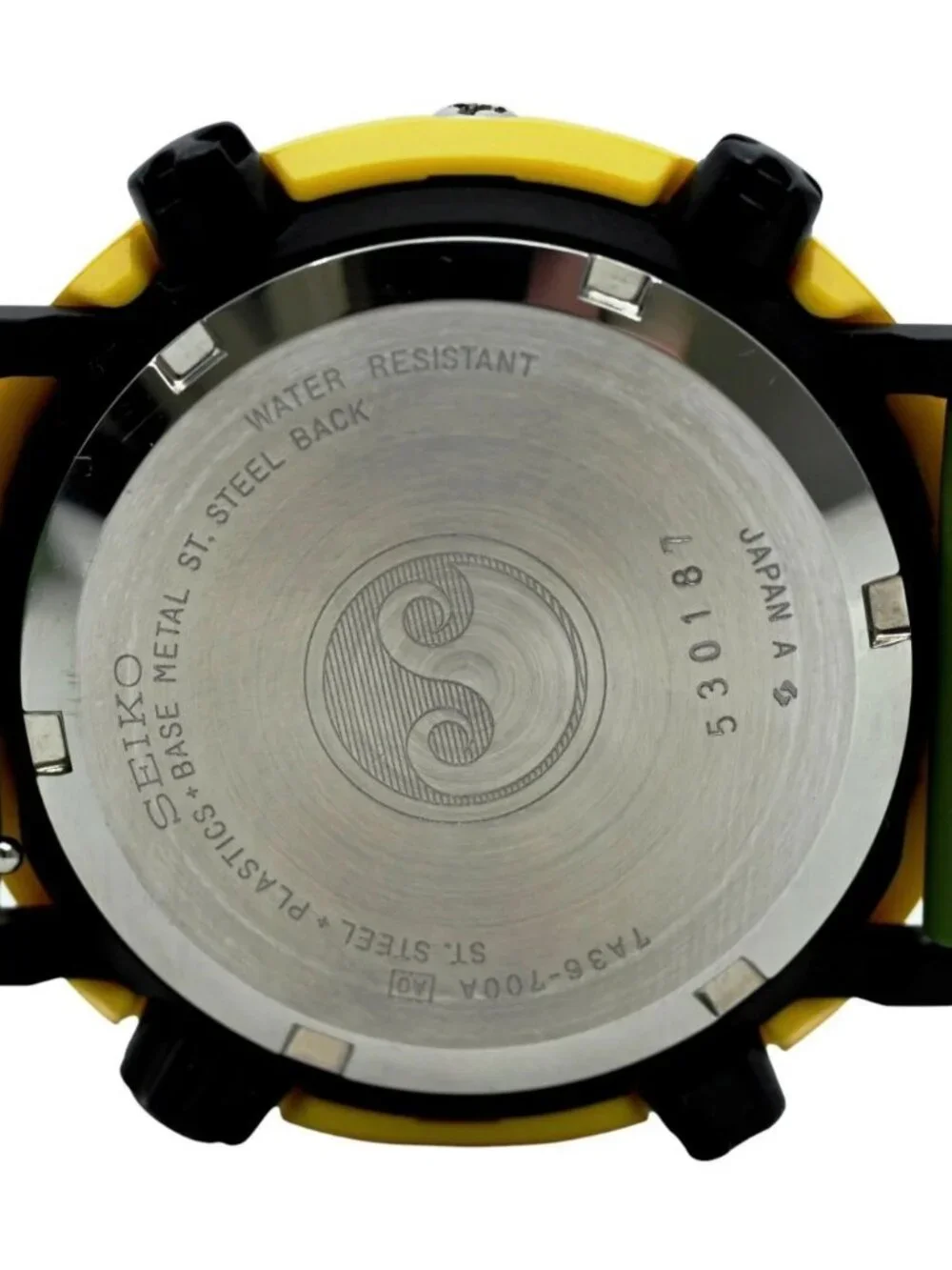 Seiko 42mm Men's Surf Timer Chronograph Black/ Yellow/ Green Watch- 7A36-700A!